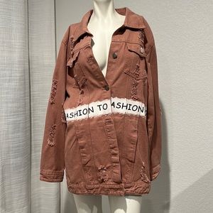 pink blush jean jacket from fashion nova never worn size large